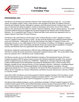 CV for Neil Broom Expert Witness in Computer Forensics Investigations in Stockton California